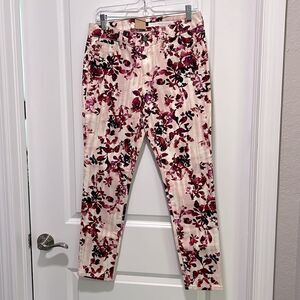 DKNY JEANS Flowers w Abstract Brushstroke Stripes Shades of Pinks Midrise